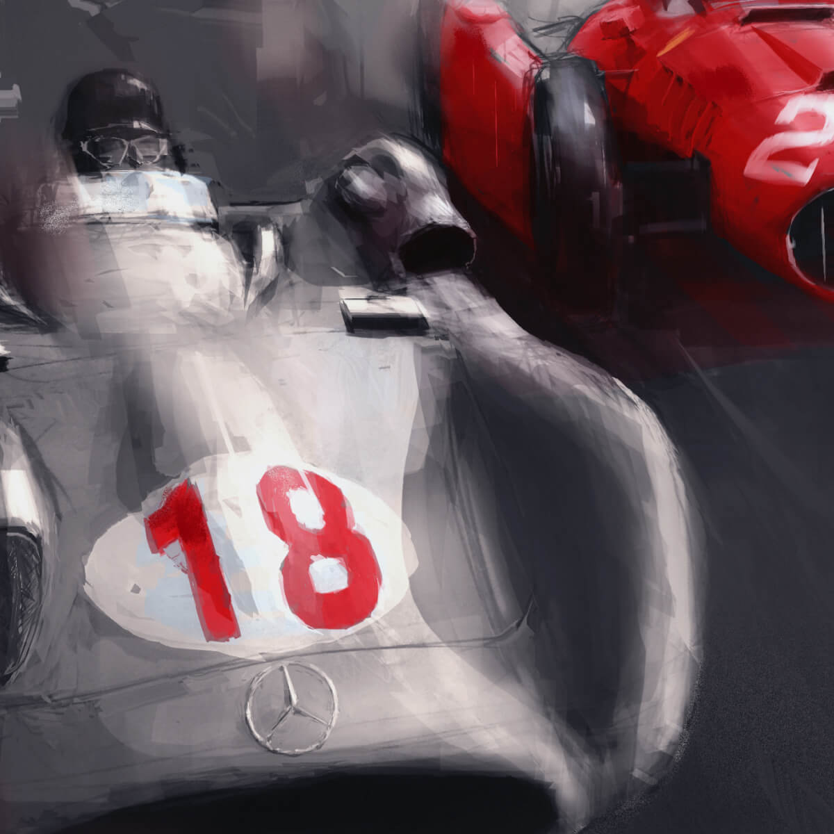 Mercedes W196 and Lancia-Ferrari D50
